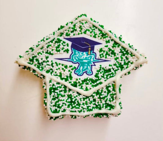 Custom Graduation Rice Krispie Treat (6x)rice krispie treatsWhat a great way to celebrate graduation with custom made graduation rice krispie treats, decorated with your desired school logo and colors!