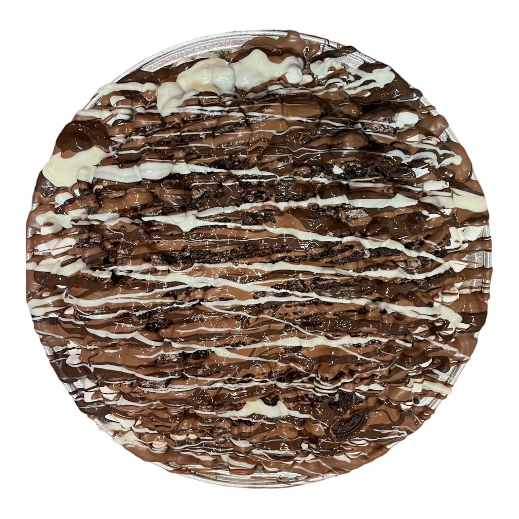 Oreo Marshmallow PizzaChocolate PizzaOur delicious Oreo Marshmallow Pizza is three kinds of chocolate, marshmallows and topped with Oreo cookie crumbles. Best when served warm.
Same Day Delivery Availab