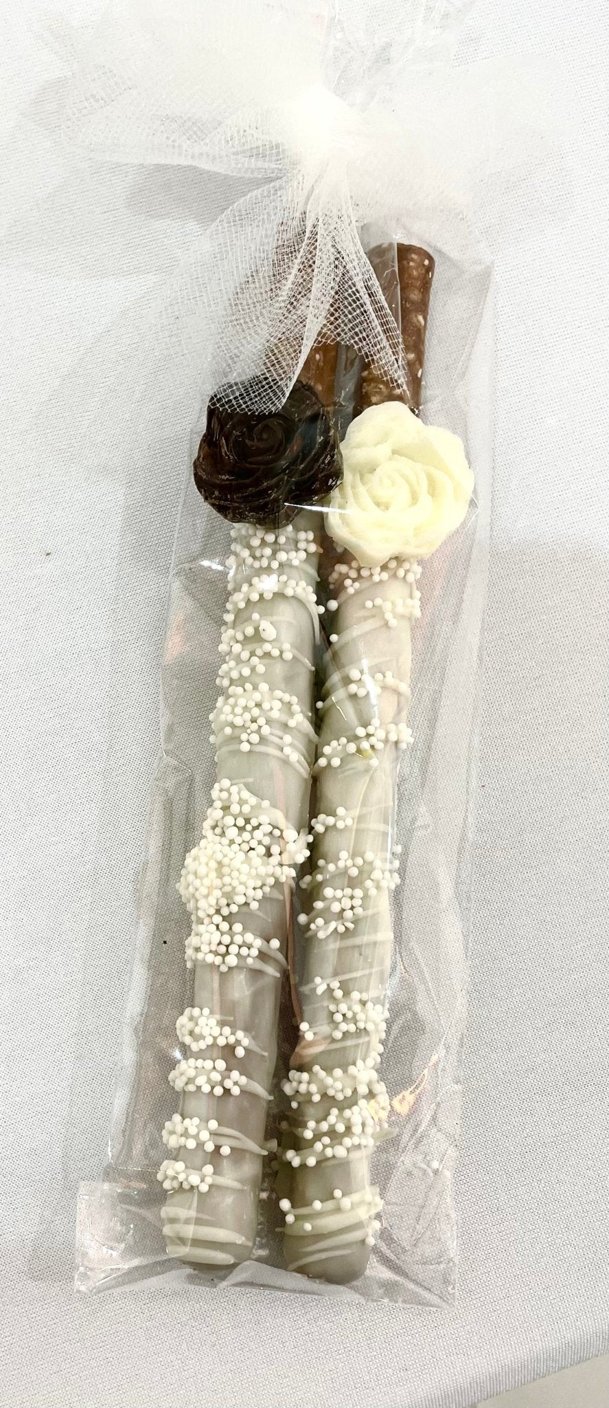 Wedding Favor Touch of Elegance Pretzel Rods - Sweeties Candy Cottage