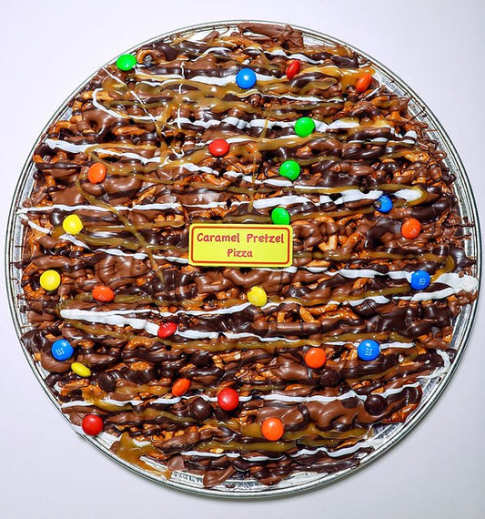 Caramel Pretzel Chocolate Pizza - Sweeties Candy Cottage